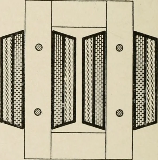 An illustration from Cyclopedia of applied electricity : a general reference work on direct-current generators and motors, storage batteries, electrochemistry, welding, electric wiring, meters, electric lighting, electric railways, power stations, switchboards, power transmission, alternating-current machinery, telegraphy, etc., 1916, leaf 323