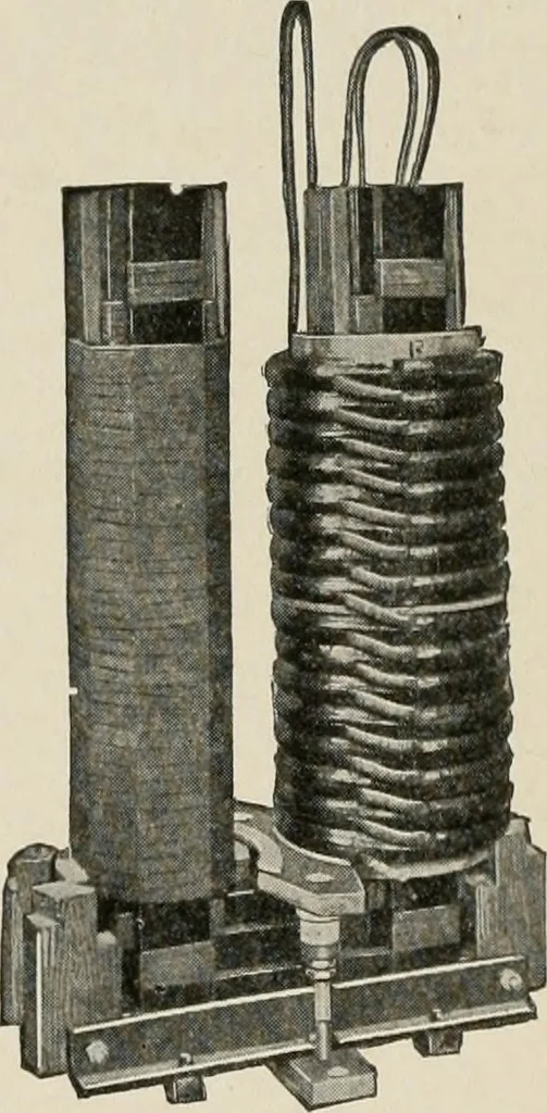 An illustration from Cyclopedia of applied electricity : a general reference work on direct-current generators and motors, storage batteries, electrochemistry, welding, electric wiring, meters, electric lighting, electric railways, power stations, switchboards, power transmission, alternating-current machinery, telegraphy, etc., 1916, leaf 325