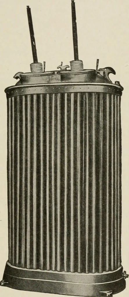 An illustration from Cyclopedia of applied electricity : a general reference work on direct-current generators and motors, storage batteries, electrochemistry, welding, electric wiring, meters, electric lighting, electric railways, power stations, switchboards, power transmission, alternating-current machinery, telegraphy, etc., 1916, leaf 328