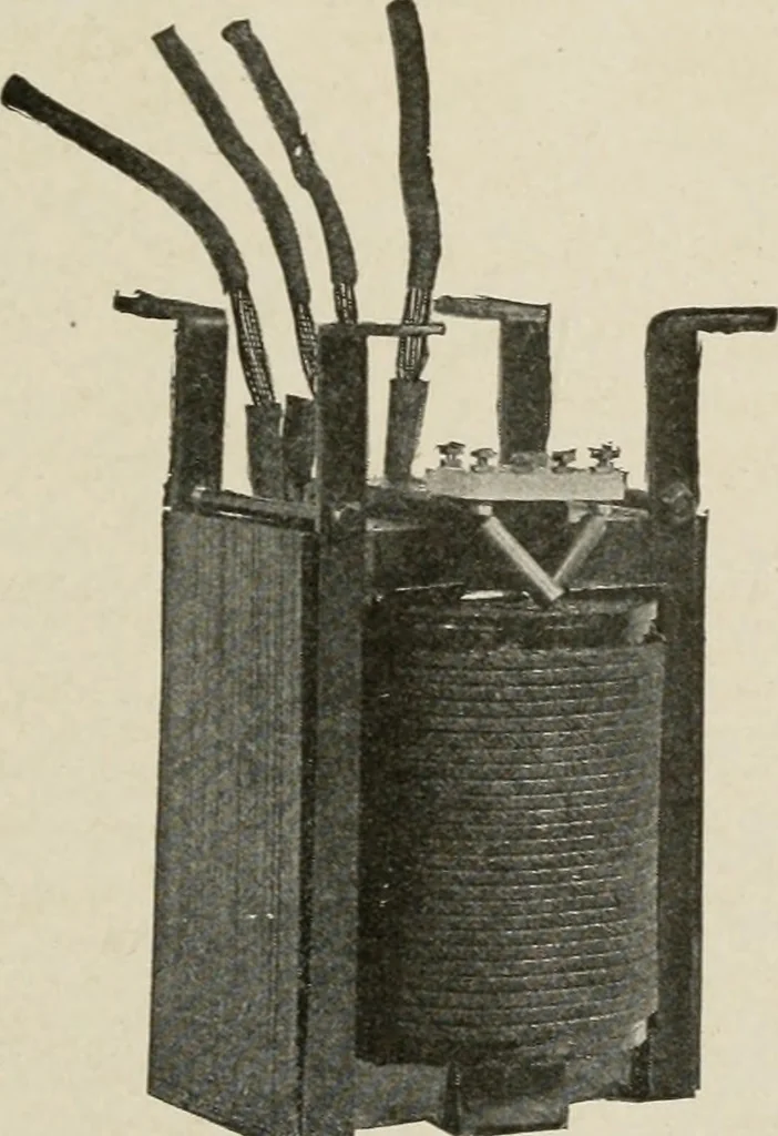An illustration from Cyclopedia of applied electricity : a general reference work on direct-current generators and motors, storage batteries, electrochemistry, welding, electric wiring, meters, electric lighting, electric railways, power stations, switchboards, power transmission, alternating-current machinery, telegraphy, etc., 1916, leaf 330