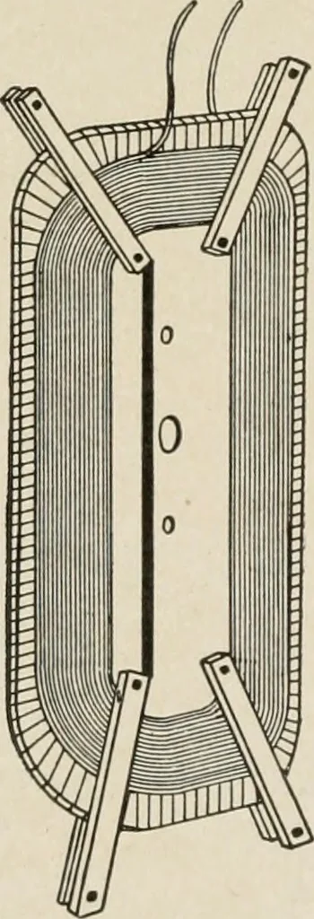 An illustration from Cyclopedia of applied electricity : a general reference work on direct-current generators and motors, storage batteries, electrochemistry, welding, electric wiring, meters, electric lighting, electric railways, power stations, switchboards, power transmission, alternating-current machinery, telegraphy, etc., 1916, leaf 333