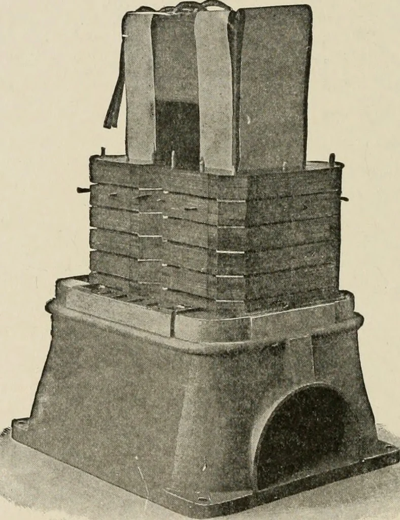 An illustration from Cyclopedia of applied electricity : a general reference work on direct-current generators and motors, storage batteries, electrochemistry, welding, electric wiring, meters, electric lighting, electric railways, power stations, switchboards, power transmission, alternating-current machinery, telegraphy, etc., 1916, leaf 335