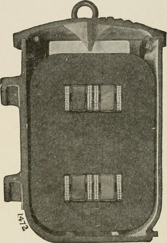 An illustration from Cyclopedia of applied electricity : a general reference work on direct-current generators and motors, storage batteries, electrochemistry, welding, electric wiring, meters, electric lighting, electric railways, power stations, switchboards, power transmission, alternating-current machinery, telegraphy, etc., 1916, leaf 338
