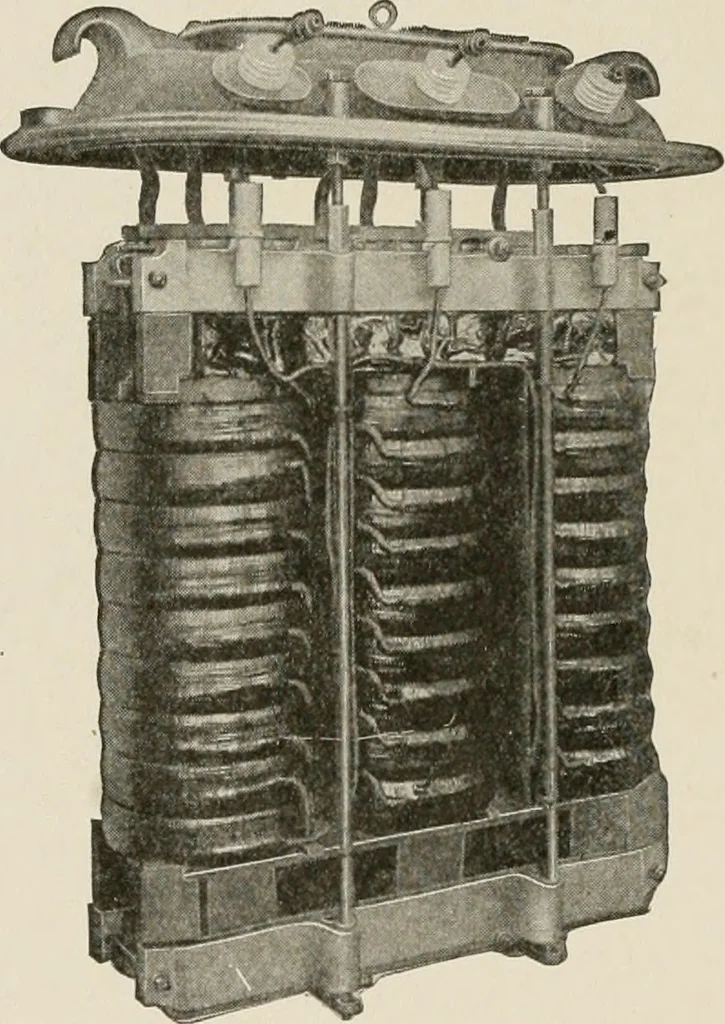 An illustration from Cyclopedia of applied electricity : a general reference work on direct-current generators and motors, storage batteries, electrochemistry, welding, electric wiring, meters, electric lighting, electric railways, power stations, switchboards, power transmission, alternating-current machinery, telegraphy, etc., 1916, leaf 345