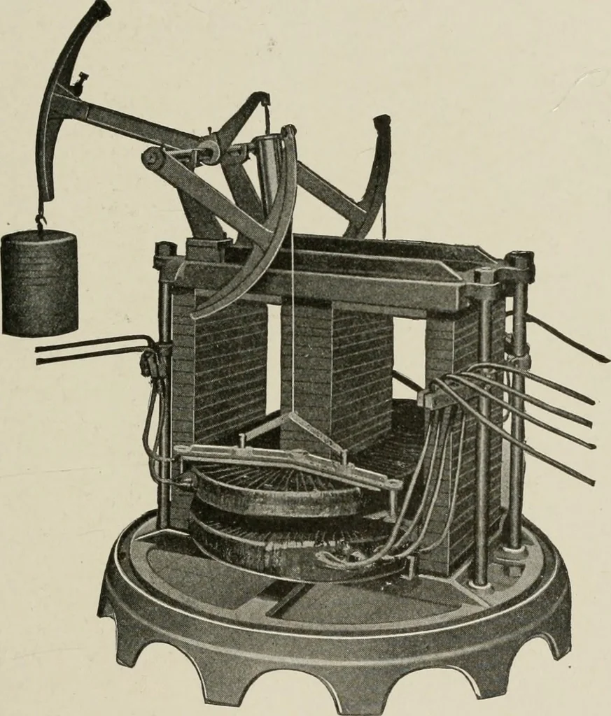 An illustration from Cyclopedia of applied electricity : a general reference work on direct-current generators and motors, storage batteries, electrochemistry, welding, electric wiring, meters, electric lighting, electric railways, power stations, switchboards, power transmission, alternating-current machinery, telegraphy, etc., 1916, leaf 356