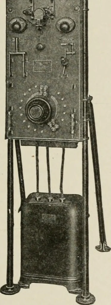 An illustration from Cyclopedia of applied electricity : a general reference work on direct-current generators and motors, storage batteries, electrochemistry, welding, electric wiring, meters, electric lighting, electric railways, power stations, switchboards, power transmission, alternating-current machinery, telegraphy, etc., 1916, leaf 380