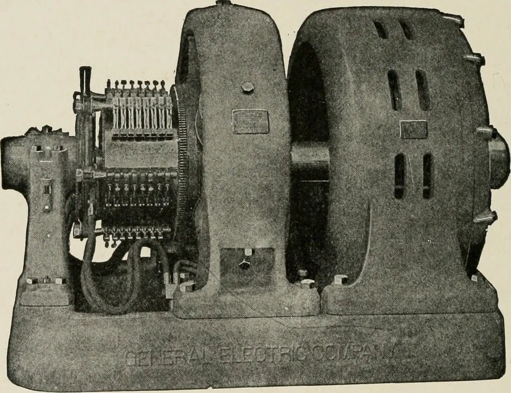 An illustration from Cyclopedia of applied electricity : a general reference work on direct-current generators and motors, storage batteries, electrochemistry, welding, electric wiring, meters, electric lighting, electric railways, power stations, switchboards, power transmission, alternating-current machinery, telegraphy, etc., 1916, leaf 429