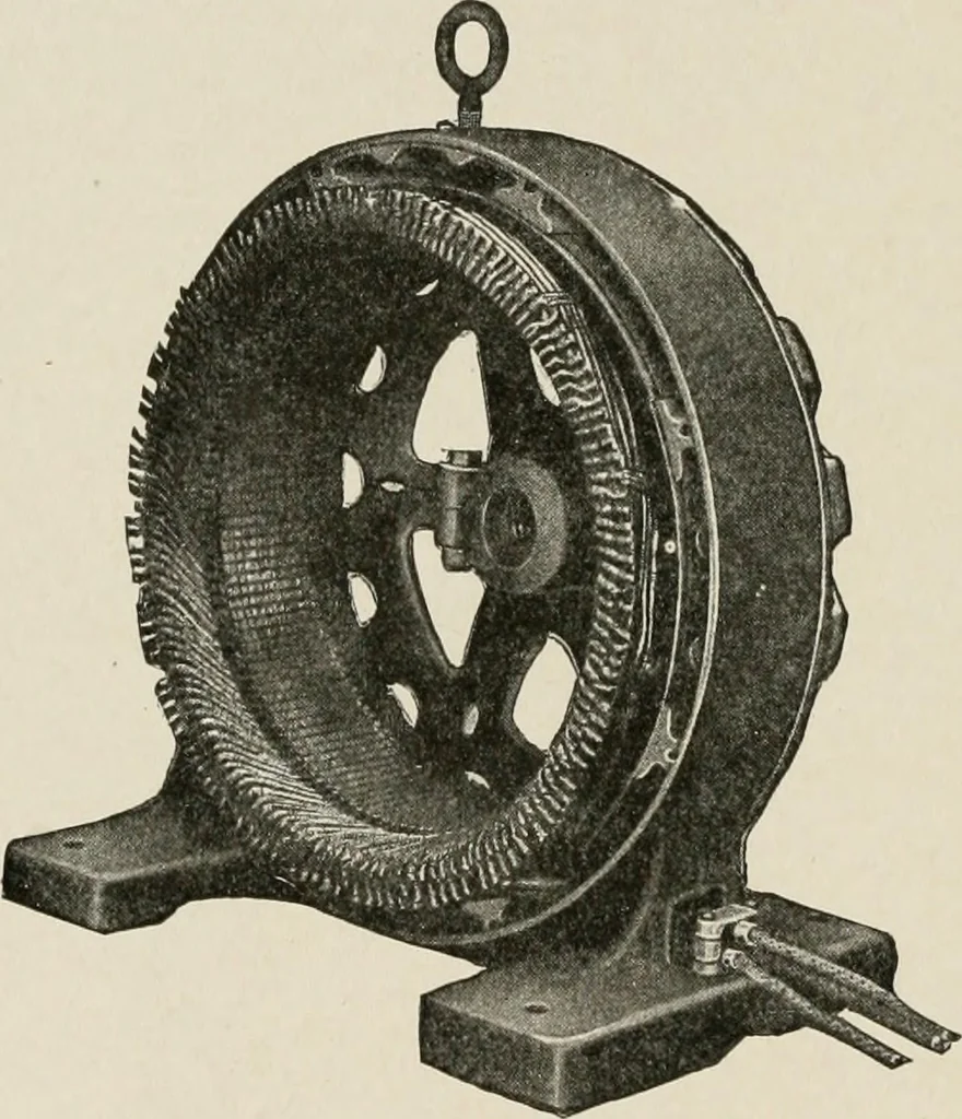 An illustration from Cyclopedia of applied electricity : a general reference work on direct-current generators and motors, storage batteries, electrochemistry, welding, electric wiring, meters, electric lighting, electric railways, power stations, switchboards, power transmission, alternating-current machinery, telegraphy, etc., 1916, leaf 443