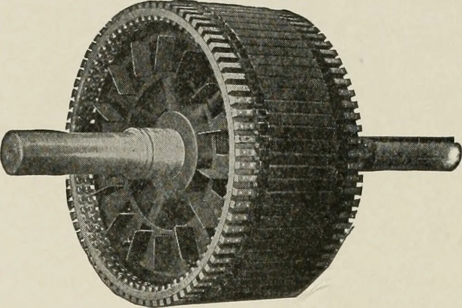 An illustration from Cyclopedia of applied electricity : a general reference work on direct-current generators and motors, storage batteries, electrochemistry, welding, electric wiring, meters, electric lighting, electric railways, power stations, switchboards, power transmission, alternating-current machinery, telegraphy, etc., 1916, leaf 444
