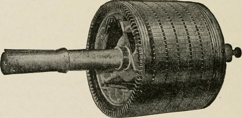 An illustration from Cyclopedia of applied electricity : a general reference work on direct-current generators and motors, storage batteries, electrochemistry, welding, electric wiring, meters, electric lighting, electric railways, power stations, switchboards, power transmission, alternating-current machinery, telegraphy, etc., 1916, leaf 445