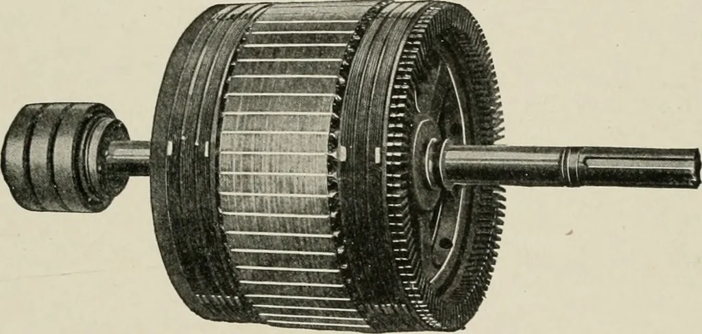 An illustration from Cyclopedia of applied electricity : a general reference work on direct-current generators and motors, storage batteries, electrochemistry, welding, electric wiring, meters, electric lighting, electric railways, power stations, switchboards, power transmission, alternating-current machinery, telegraphy, etc., 1916, leaf 446