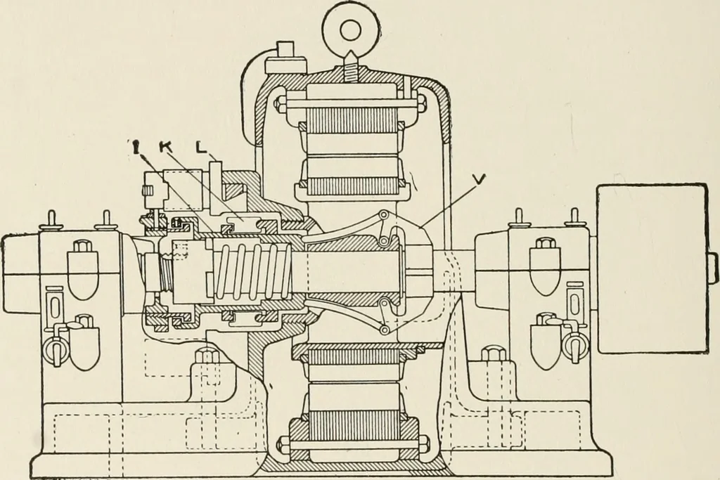 An illustration from Cyclopedia of applied electricity : a general reference work on direct-current generators and motors, storage batteries, electrochemistry, welding, electric wiring, meters, electric lighting, electric railways, power stations, switchboards, power transmission, alternating-current machinery, telegraphy, etc., 1916, leaf 461