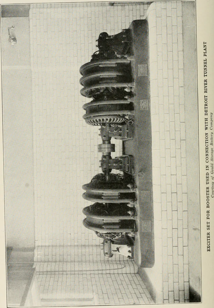 An illustration from Cyclopedia of applied electricity : a general reference work on direct-current generators and motors, storage batteries, electrochemistry, welding, electric wiring, meters, electric lighting, electric railways, power stations, switchboards, power transmission, alternating-current machinery, telegraphy, etc., 1916, leaf 475