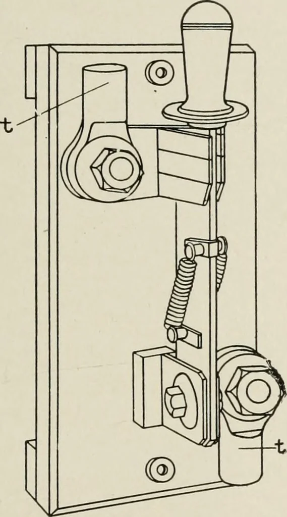 An illustration from Cyclopedia of applied electricity : a general reference work on direct-current generators and motors, storage batteries, electrochemistry, welding, electric wiring, meters, electric lighting, electric railways, power stations, switchboards, power transmission, alternating-current machinery, telegraphy, etc., 1916, leaf 504