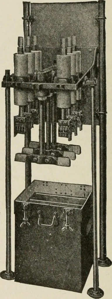 An illustration from Cyclopedia of applied electricity : a general reference work on direct-current generators and motors, storage batteries, electrochemistry, welding, electric wiring, meters, electric lighting, electric railways, power stations, switchboards, power transmission, alternating-current machinery, telegraphy, etc., 1916, leaf 507