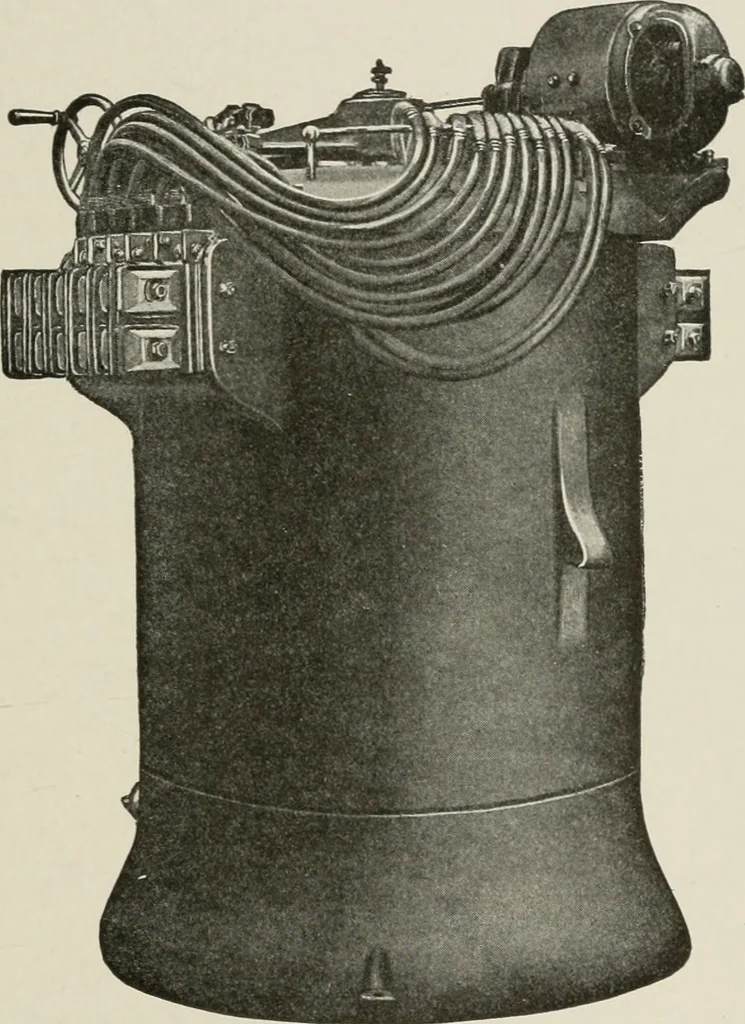 An illustration from Cyclopedia of applied electricity : a general reference work on direct-current generators and motors, storage batteries, electrochemistry, welding, electric wiring, meters, electric lighting, electric railways, power stations, switchboards, power transmission, alternating-current machinery, telegraphy, etc., 1916, leaf 514