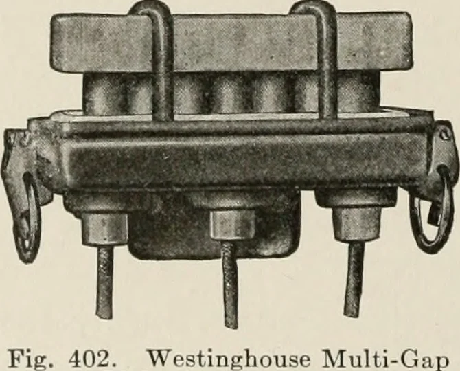An illustration from Cyclopedia of applied electricity : a general reference work on direct-current generators and motors, storage batteries, electrochemistry, welding, electric wiring, meters, electric lighting, electric railways, power stations, switchboards, power transmission, alternating-current machinery, telegraphy, etc., 1916, leaf 521