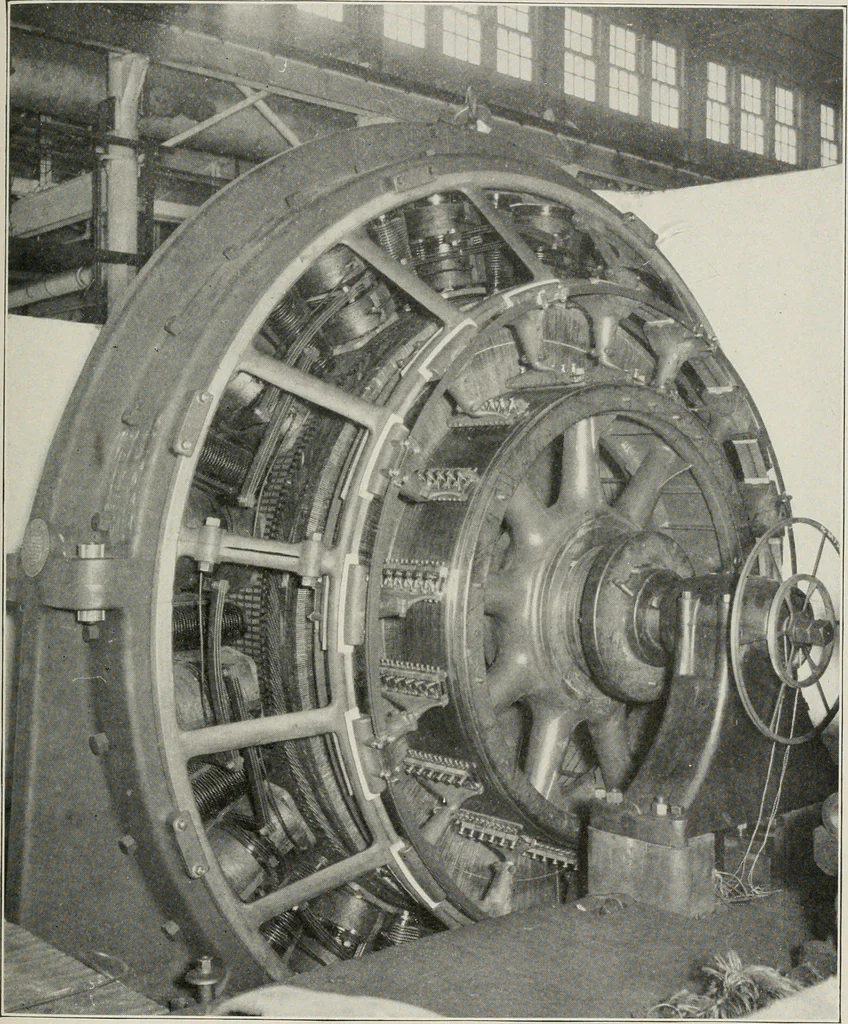 An illustration from Cyclopedia of applied electricity : a general reference work on direct-current generators and motors, storage batteries, electrochemistry, welding, electric wiring, meters, electric lighting, electric railways, power stations, switchboards, power transmission, alternating-current machinery, telegraphy, etc., 1916, leaf 72
