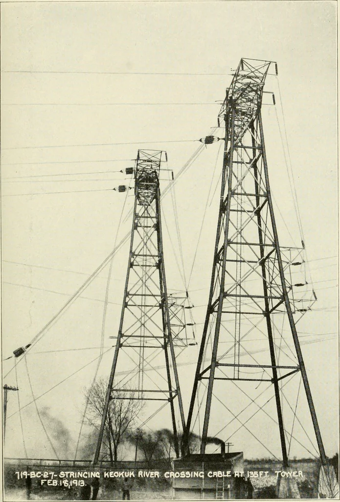 An illustration from Cyclopedia of applied electricity : a general reference work on direct-current generators and motors, storage batteries, electrochemistry, welding, electric wiring, meters, electric lighting, electric railways, power stations, switchboards, power transmission, alternating-current machinery, telegraphy, etc., 1916, leaf 108