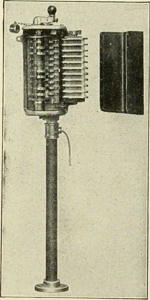 An illustration from Cyclopedia of applied electricity : a general reference work on direct-current generators and motors, storage batteries, electrochemistry, welding, electric wiring, meters, electric lighting, electric railways, power stations, switchboards, power transmission, alternating-current machinery, telegraphy, etc., 1916, leaf 184