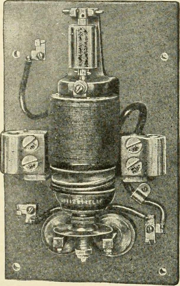 An illustration from Cyclopedia of applied electricity : a general reference work on direct-current generators and motors, storage batteries, electrochemistry, welding, electric wiring, meters, electric lighting, electric railways, power stations, switchboards, power transmission, alternating-current machinery, telegraphy, etc., 1916, leaf 188