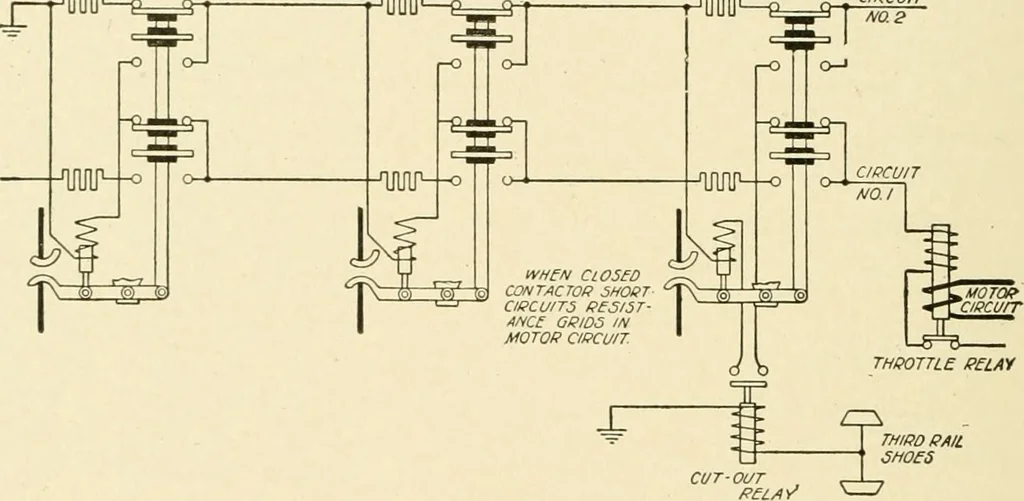 An illustration from Cyclopedia of applied electricity : a general reference work on direct-current generators and motors, storage batteries, electrochemistry, welding, electric wiring, meters, electric lighting, electric railways, power stations, switchboards, power transmission, alternating-current machinery, telegraphy, etc., 1916, leaf 189