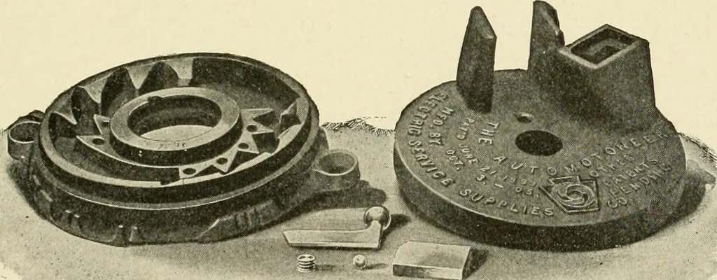 An illustration from Cyclopedia of applied electricity : a general reference work on direct-current generators and motors, storage batteries, electrochemistry, welding, electric wiring, meters, electric lighting, electric railways, power stations, switchboards, power transmission, alternating-current machinery, telegraphy, etc., 1916, leaf 196