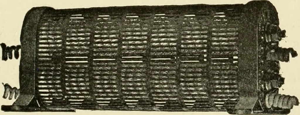 An illustration from Cyclopedia of applied electricity : a general reference work on direct-current generators and motors, storage batteries, electrochemistry, welding, electric wiring, meters, electric lighting, electric railways, power stations, switchboards, power transmission, alternating-current machinery, telegraphy, etc., 1916, leaf 242