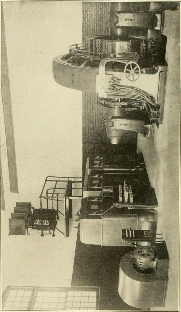 An illustration from Cyclopedia of applied electricity : a general reference work on direct-current generators and motors, storage batteries, electrochemistry, welding, electric wiring, meters, electric lighting, electric railways, power stations, switchboards, power transmission, alternating-current machinery, telegraphy, etc., 1916, leaf 291
