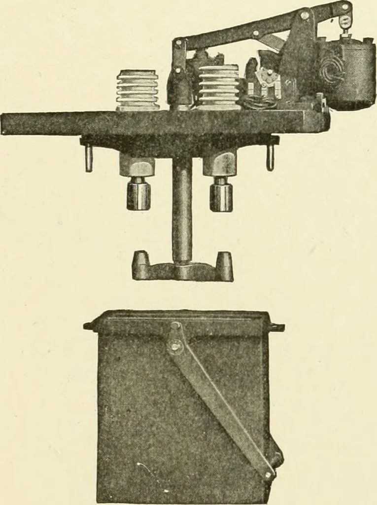 An illustration from Cyclopedia of applied electricity : a general reference work on direct-current generators and motors, storage batteries, electrochemistry, welding, electric wiring, meters, electric lighting, electric railways, power stations, switchboards, power transmission, alternating-current machinery, telegraphy, etc., 1916, leaf 314