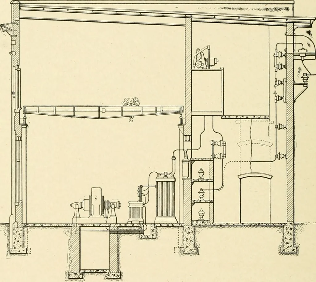 An illustration from Cyclopedia of applied electricity : a general reference work on direct-current generators and motors, storage batteries, electrochemistry, welding, electric wiring, meters, electric lighting, electric railways, power stations, switchboards, power transmission, alternating-current machinery, telegraphy, etc., 1916, leaf 327