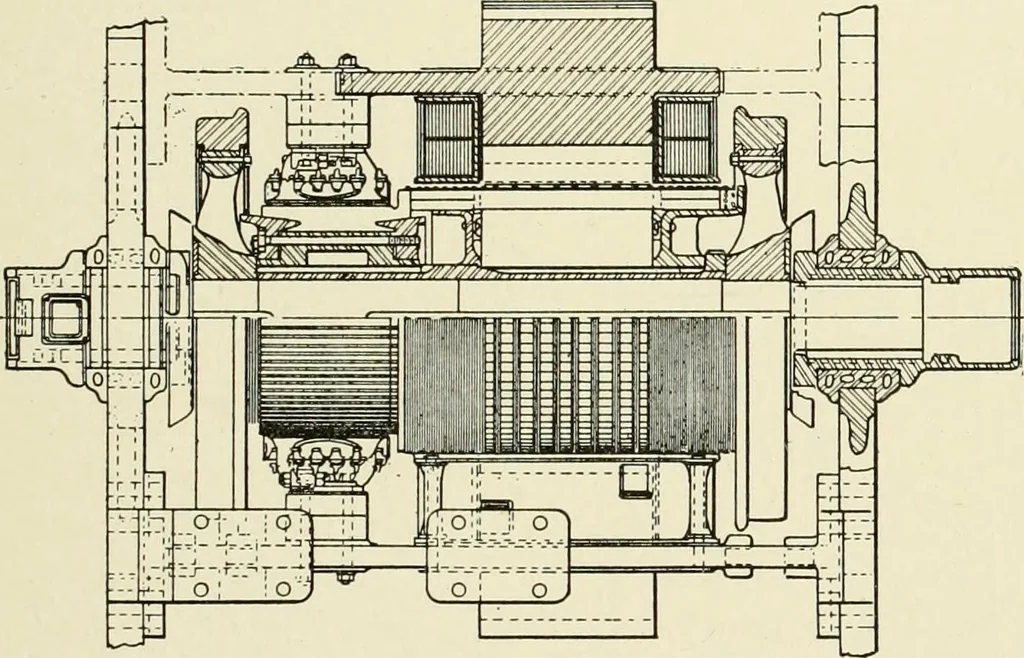 An illustration from Cyclopedia of applied electricity : a general reference work on direct-current generators and motors, storage batteries, electrochemistry, welding, electric wiring, meters, electric lighting, electric railways, power stations, switchboards, power transmission, alternating-current machinery, telegraphy, etc., 1916, leaf 402