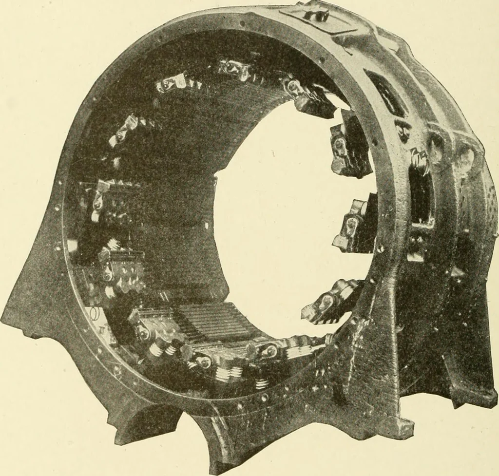 An illustration from Cyclopedia of applied electricity : a general reference work on direct-current generators and motors, storage batteries, electrochemistry, welding, electric wiring, meters, electric lighting, electric railways, power stations, switchboards, power transmission, alternating-current machinery, telegraphy, etc., 1916, leaf 415