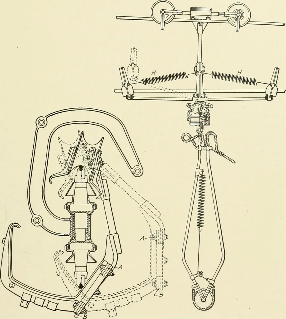 An illustration from Cyclopedia of applied electricity : a general reference work on direct-current generators and motors, storage batteries, electrochemistry, welding, electric wiring, meters, electric lighting, electric railways, power stations, switchboards, power transmission, alternating-current machinery, telegraphy, etc., 1916, leaf 438