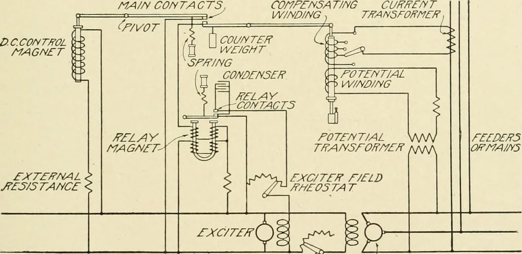 An illustration from Cyclopedia of applied electricity : a general reference work on direct-current generators and motors, storage batteries, electrochemistry, welding, electric wiring, meters, electric lighting, electric railways, power stations, switchboards, power transmission, alternating-current machinery, telegraphy, etc., 1916, leaf 48