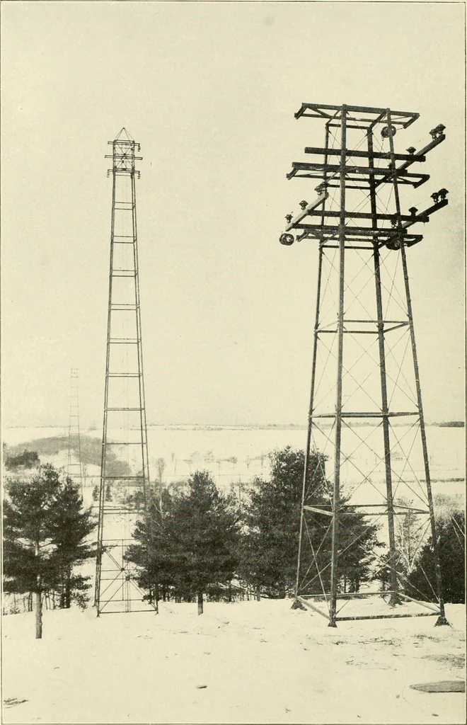 An illustration from Cyclopedia of applied electricity : a general reference work on direct-current generators and motors, storage batteries, electrochemistry, welding, electric wiring, meters, electric lighting, electric railways, power stations, switchboards, power transmission, alternating-current machinery, telegraphy, etc., 1916, leaf 55