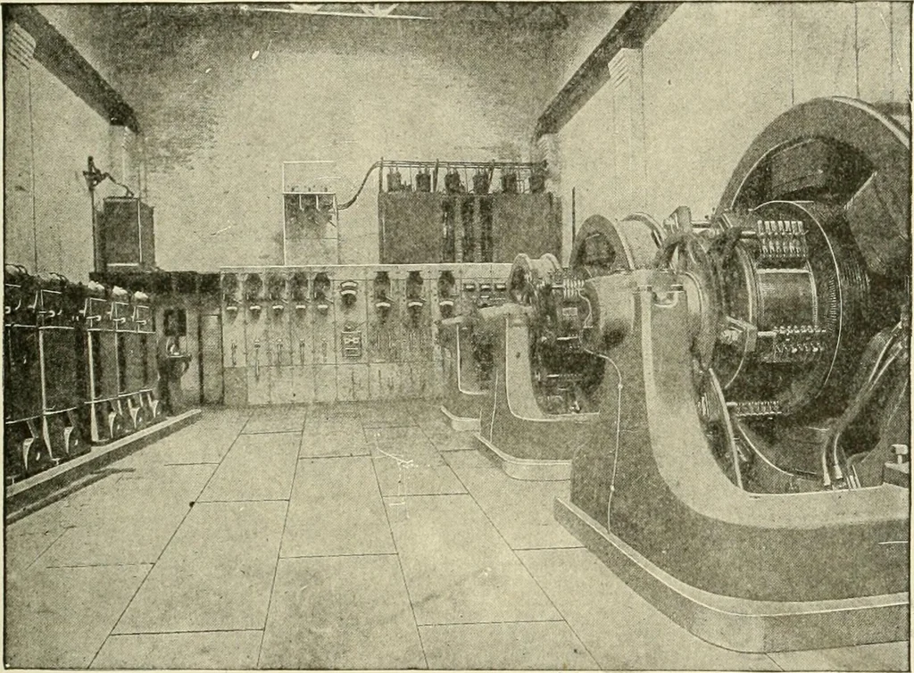 An illustration from Cyclopedia of applied electricity : a general reference work on direct-current generators and motors, storage batteries, electrochemistry, welding, electric wiring, meters, electric lighting, electric railways, power stations, switchboards, power transmission, alternating-current machinery, telegraphy, etc., 1916, leaf 110