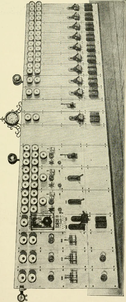 An illustration from Cyclopedia of applied electricity : a general reference work on direct-current generators and motors, storage batteries, electrochemistry, welding, electric wiring, meters, electric lighting, electric railways, power stations, switchboards, power transmission, alternating-current machinery, telegraphy, etc., 1916, leaf 116