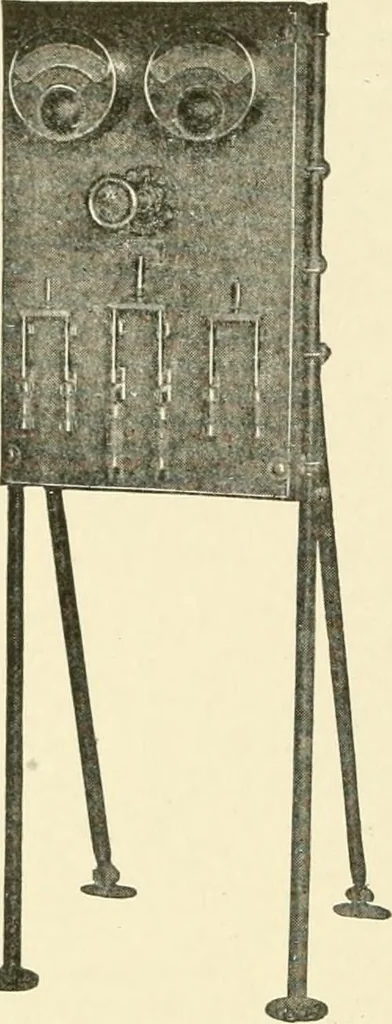 An illustration from Cyclopedia of applied electricity : a general reference work on direct-current generators and motors, storage batteries, electrochemistry, welding, electric wiring, meters, electric lighting, electric railways, power stations, switchboards, power transmission, alternating-current machinery, telegraphy, etc., 1916, leaf 133