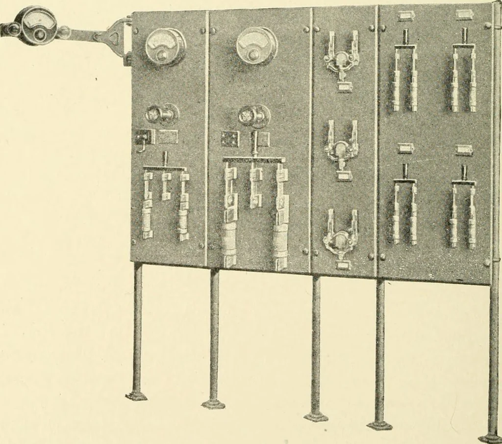 An illustration from Cyclopedia of applied electricity : a general reference work on direct-current generators and motors, storage batteries, electrochemistry, welding, electric wiring, meters, electric lighting, electric railways, power stations, switchboards, power transmission, alternating-current machinery, telegraphy, etc., 1916, leaf 133