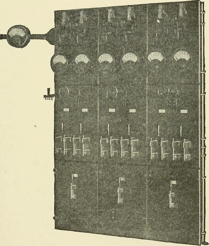 An illustration from Cyclopedia of applied electricity : a general reference work on direct-current generators and motors, storage batteries, electrochemistry, welding, electric wiring, meters, electric lighting, electric railways, power stations, switchboards, power transmission, alternating-current machinery, telegraphy, etc., 1916, leaf 138