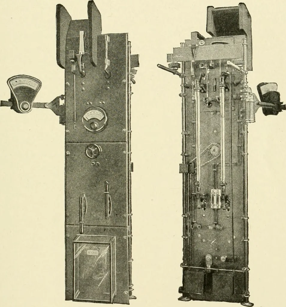 An illustration from Cyclopedia of applied electricity : a general reference work on direct-current generators and motors, storage batteries, electrochemistry, welding, electric wiring, meters, electric lighting, electric railways, power stations, switchboards, power transmission, alternating-current machinery, telegraphy, etc., 1916, leaf 146