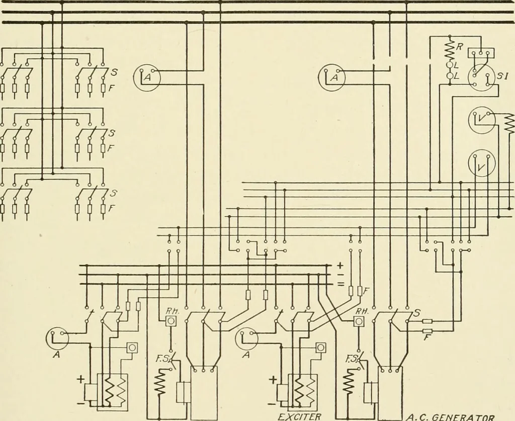 An illustration from Cyclopedia of applied electricity : a general reference work on direct-current generators and motors, storage batteries, electrochemistry, welding, electric wiring, meters, electric lighting, electric railways, power stations, switchboards, power transmission, alternating-current machinery, telegraphy, etc., 1916, leaf 162
