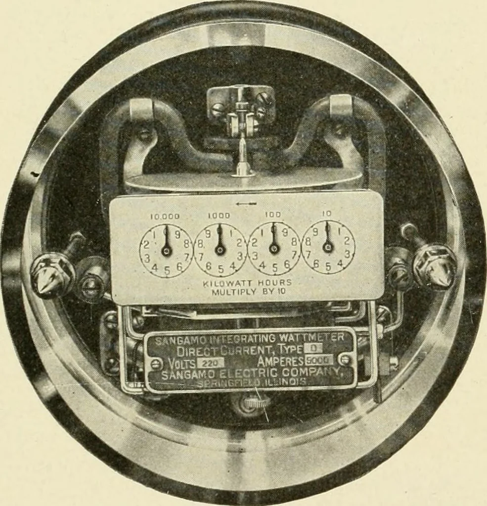 An illustration from Cyclopedia of applied electricity : a general reference work on direct-current generators and motors, storage batteries, electrochemistry, welding, electric wiring, meters, electric lighting, electric railways, power stations, switchboards, power transmission, alternating-current machinery, telegraphy, etc., 1916, leaf 196