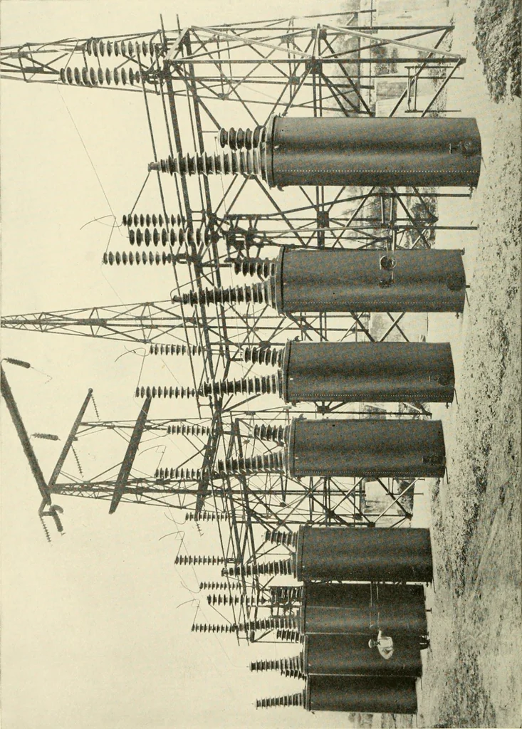 An illustration from Cyclopedia of applied electricity : a general reference work on direct-current generators and motors, storage batteries, electrochemistry, welding, electric wiring, meters, electric lighting, electric railways, power stations, switchboards, power transmission, alternating-current machinery, telegraphy, etc., 1916, leaf 211
