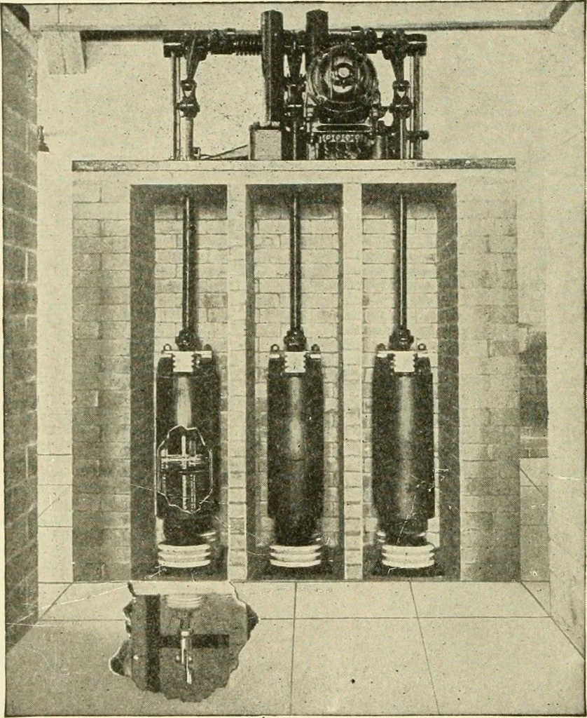 An illustration from Cyclopedia of applied electricity : a general reference work on direct-current generators and motors, storage batteries, electrochemistry, welding, electric wiring, meters, electric lighting, electric railways, power stations, switchboards, power transmission, alternating-current machinery, telegraphy, etc., 1916, leaf 215