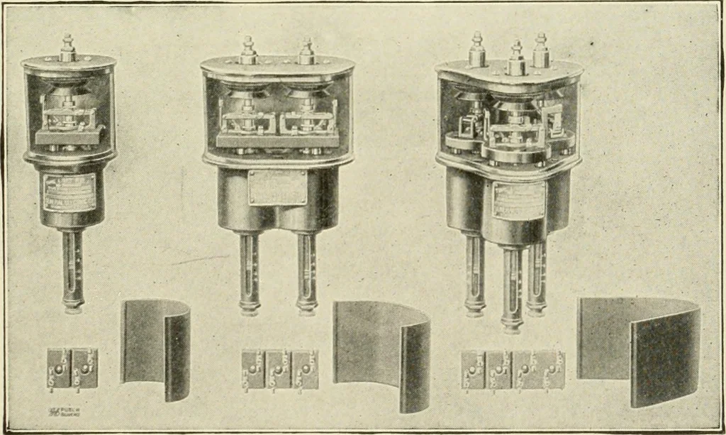 An illustration from Cyclopedia of applied electricity : a general reference work on direct-current generators and motors, storage batteries, electrochemistry, welding, electric wiring, meters, electric lighting, electric railways, power stations, switchboards, power transmission, alternating-current machinery, telegraphy, etc., 1916, leaf 224