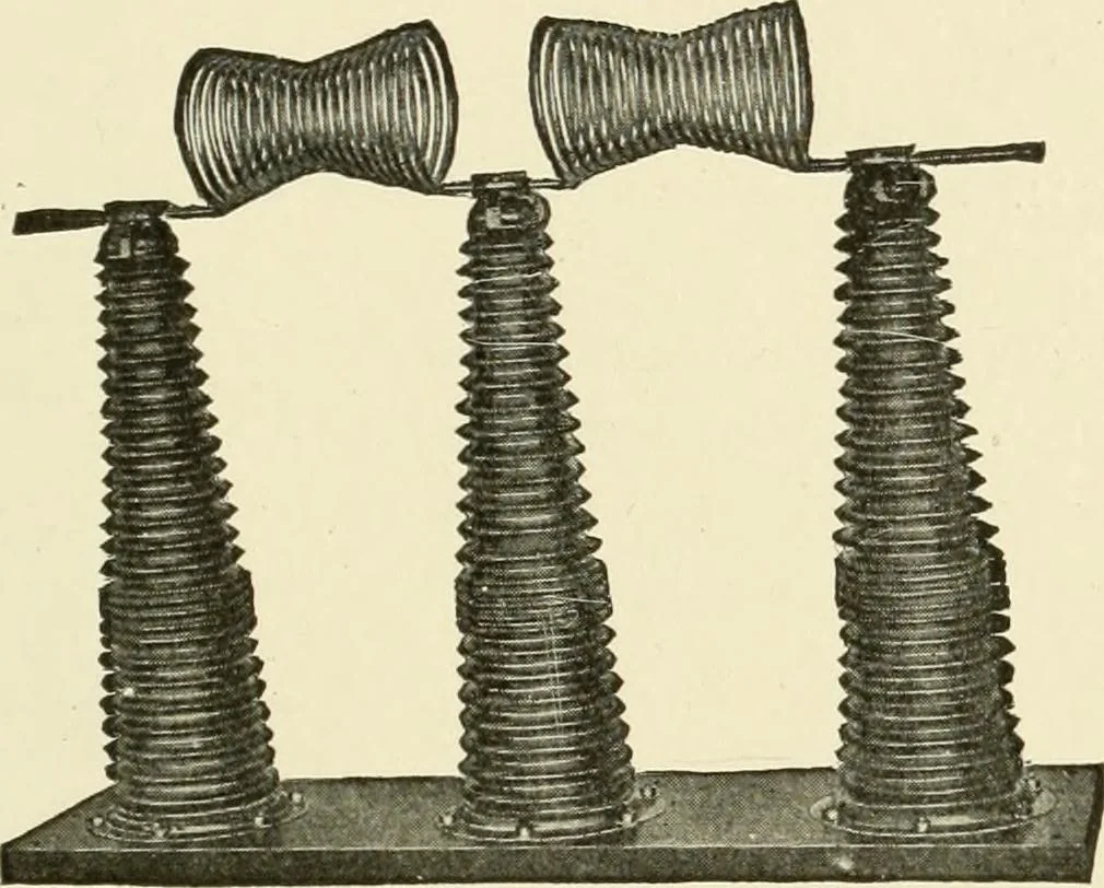 An illustration from Cyclopedia of applied electricity : a general reference work on direct-current generators and motors, storage batteries, electrochemistry, welding, electric wiring, meters, electric lighting, electric railways, power stations, switchboards, power transmission, alternating-current machinery, telegraphy, etc., 1916, leaf 232