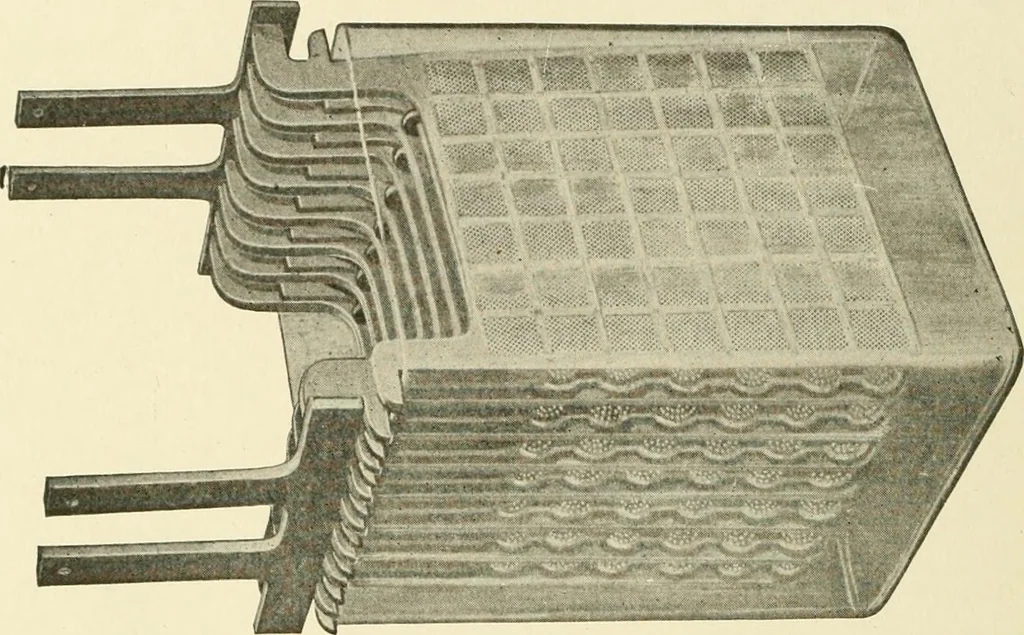 An illustration from Cyclopedia of applied electricity : a general reference work on direct-current generators and motors, storage batteries, electrochemistry, welding, electric wiring, meters, electric lighting, electric railways, power stations, switchboards, power transmission, alternating-current machinery, telegraphy, etc., 1916, leaf 249