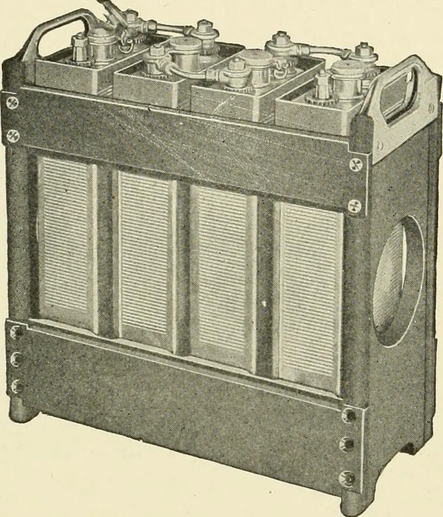 An illustration from Cyclopedia of applied electricity : a general reference work on direct-current generators and motors, storage batteries, electrochemistry, welding, electric wiring, meters, electric lighting, electric railways, power stations, switchboards, power transmission, alternating-current machinery, telegraphy, etc., 1916, leaf 310